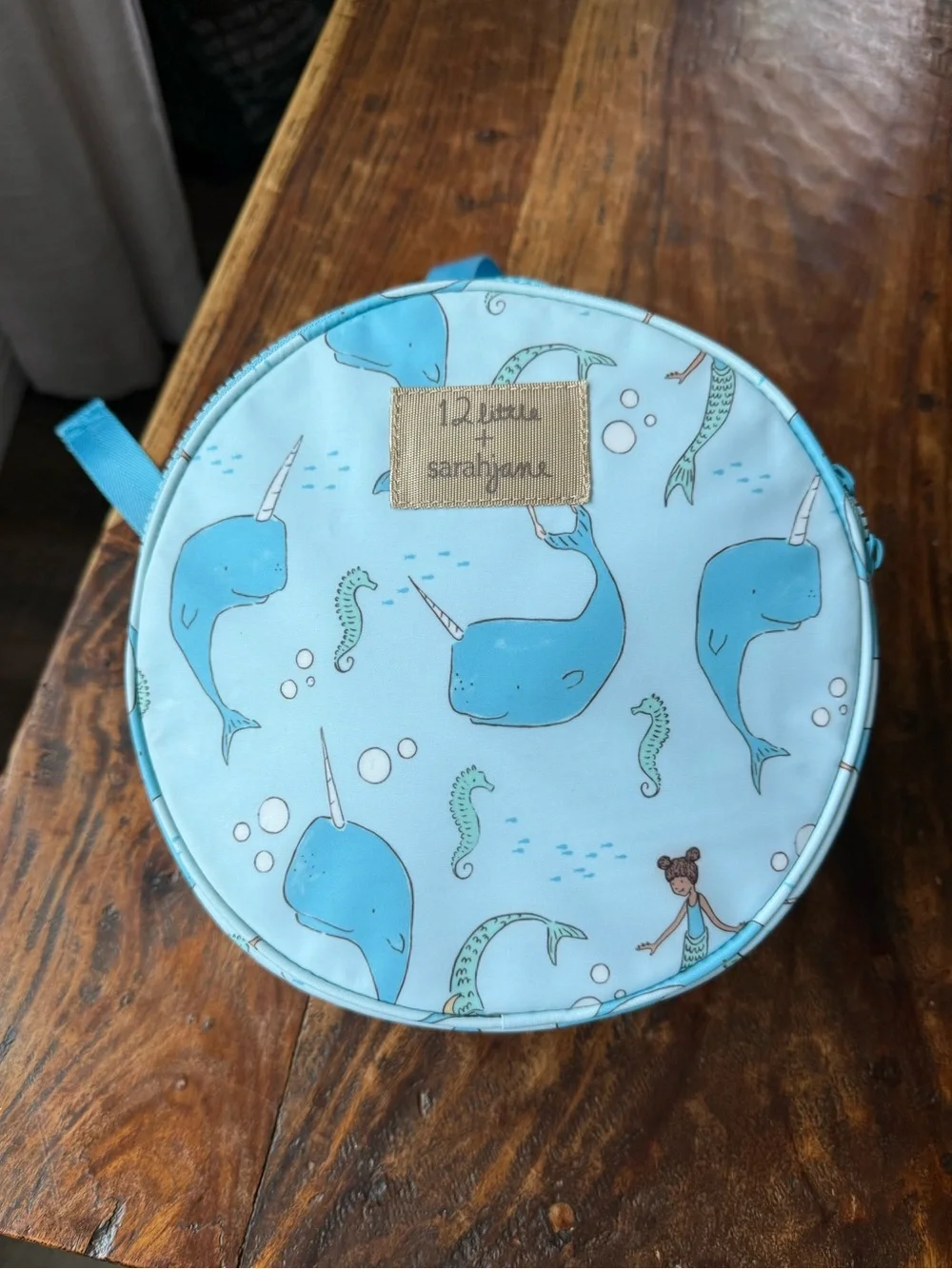 12 Little by Sarah Jane Round Whale Backpack - Light Blue